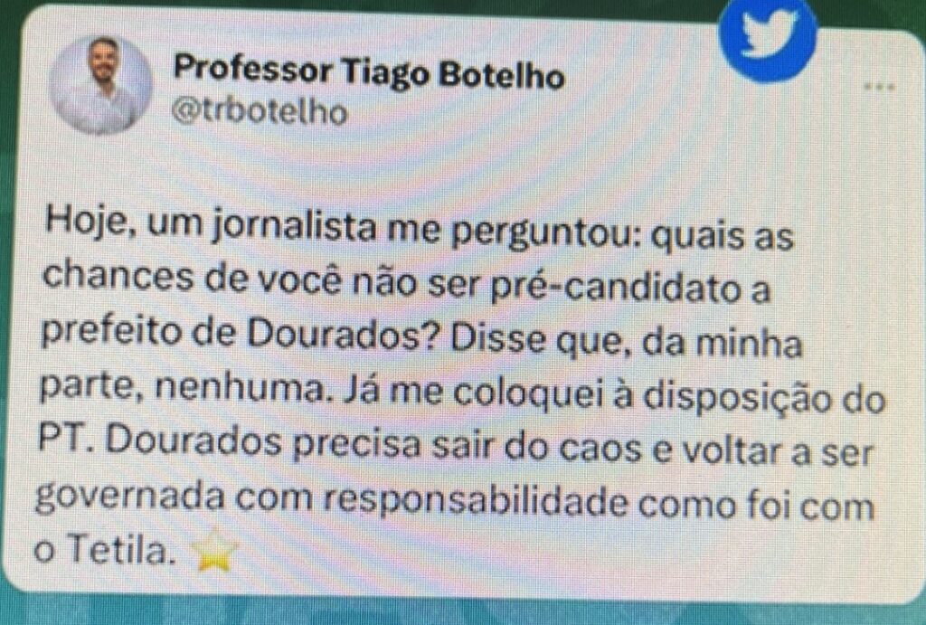 Professor Tiago Botelho NÃO jogou a toalha NEM sugeriu “ressuscitar” Tetila