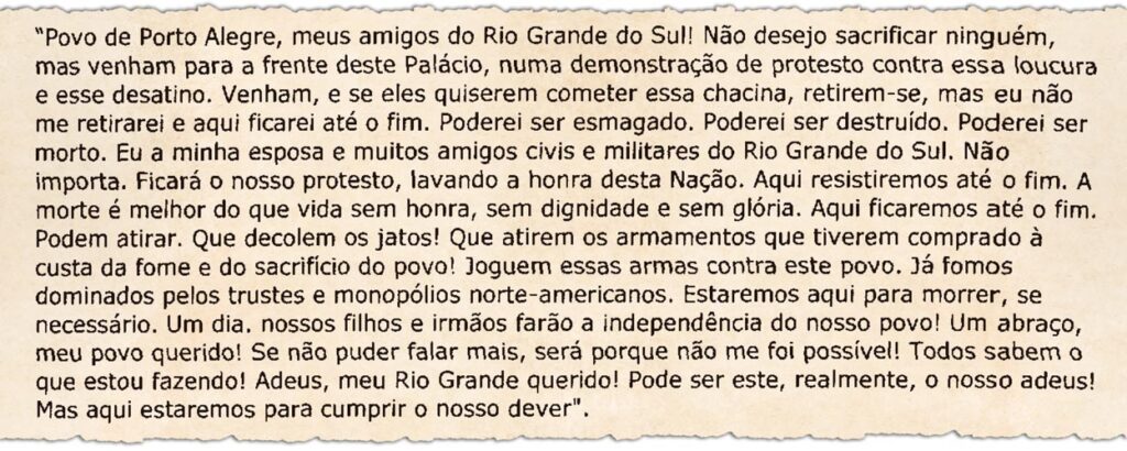 Morto há 20 anos, Brizola liderou resistência armada e evitou golpe militar em 1961