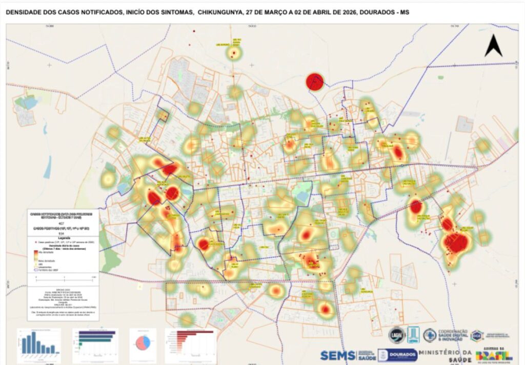 Mapas mostram a evolução diária da Chikungunya em Dourados