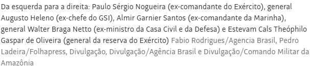 Generais refutam anistia e se afastam de discussão sobre 8 de Janeiro Generais refutam anistia e se afastam de discussão sobre 8 de Janeiro